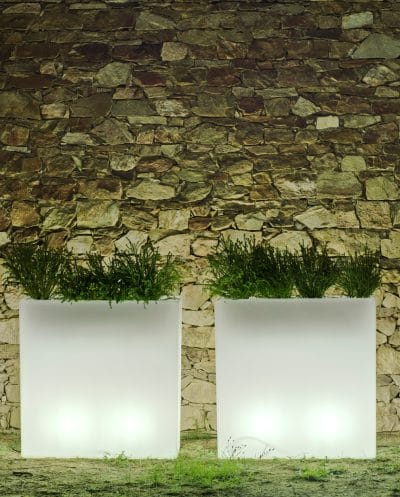šviečiantis vazonas, šviečiantis lauko vazonas stačiakampis