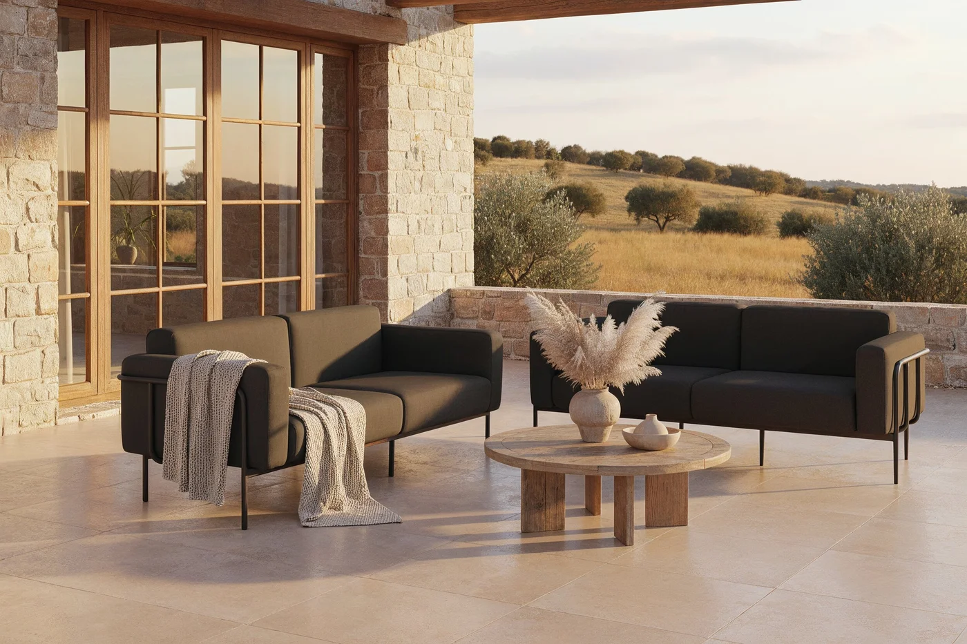 stilingi baldai, terasos baldai, lauko baldai, sofa, foteliai, ekoseses, lauko sofa