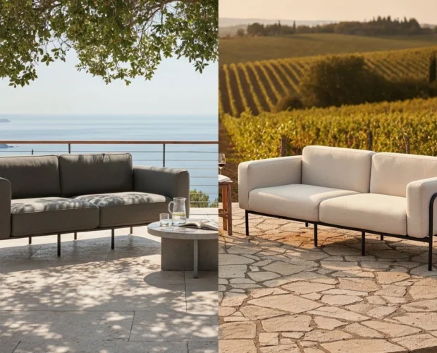 lietuviski baldai, stilingi baldai, terasos baldai, lauko baldai, sofa, foteliai, ekoseses, staliukas, baldų komplektas