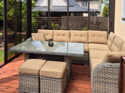 terasos baldai, lauko baldai, sofa, foteliai, ekoseses, staliukas, baldų komplektas