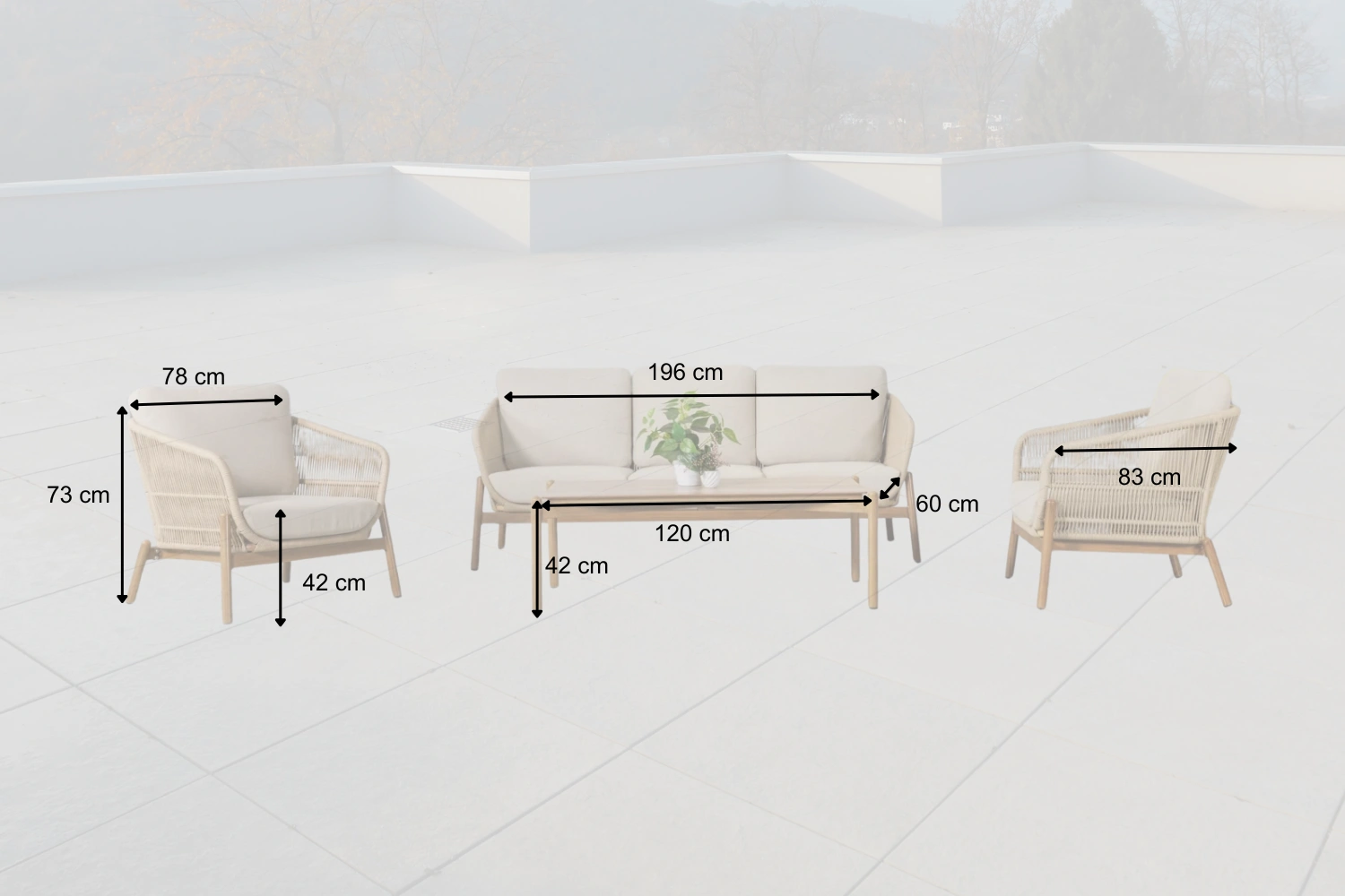 Lauko baldai elegancija, terasos baldai, sofa, lauko baldai kaina